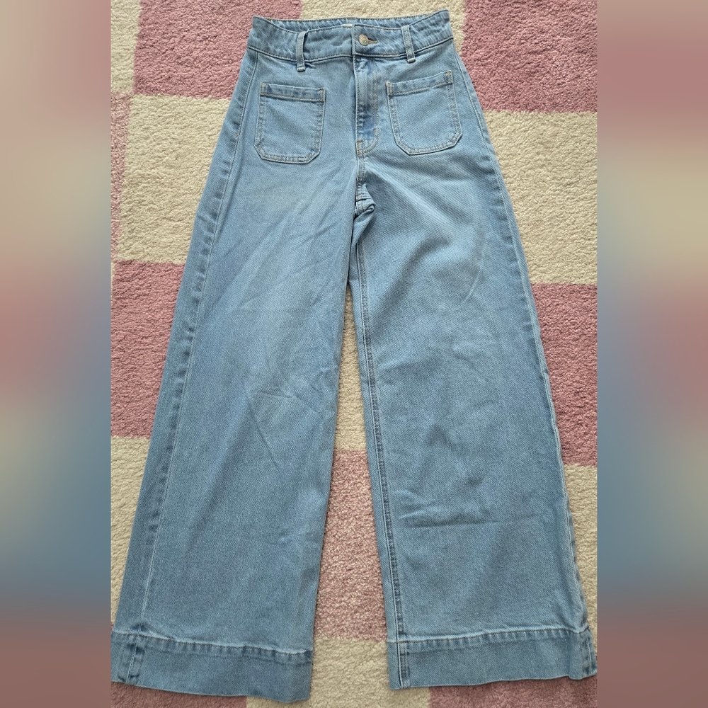 H&M Light Blue Wide Leg Pants Size: 2